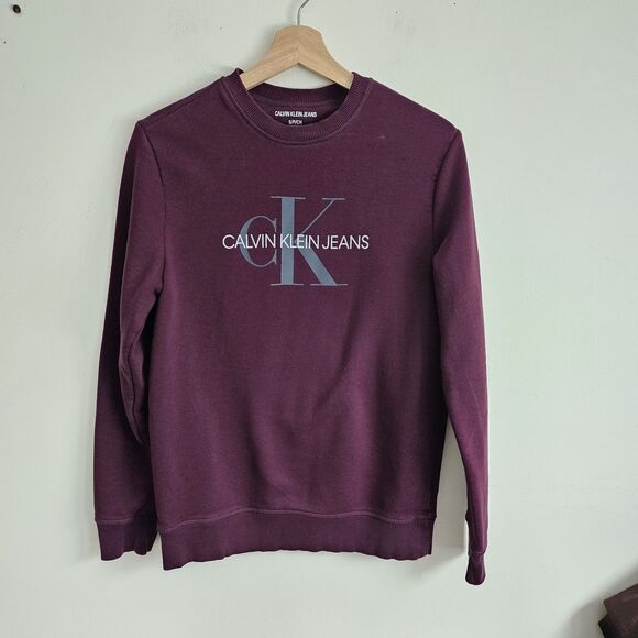 Calvin Klein Purple Gray Long Sleeve Crew Neck Sweatshirt size Small - Picture 3 of 7